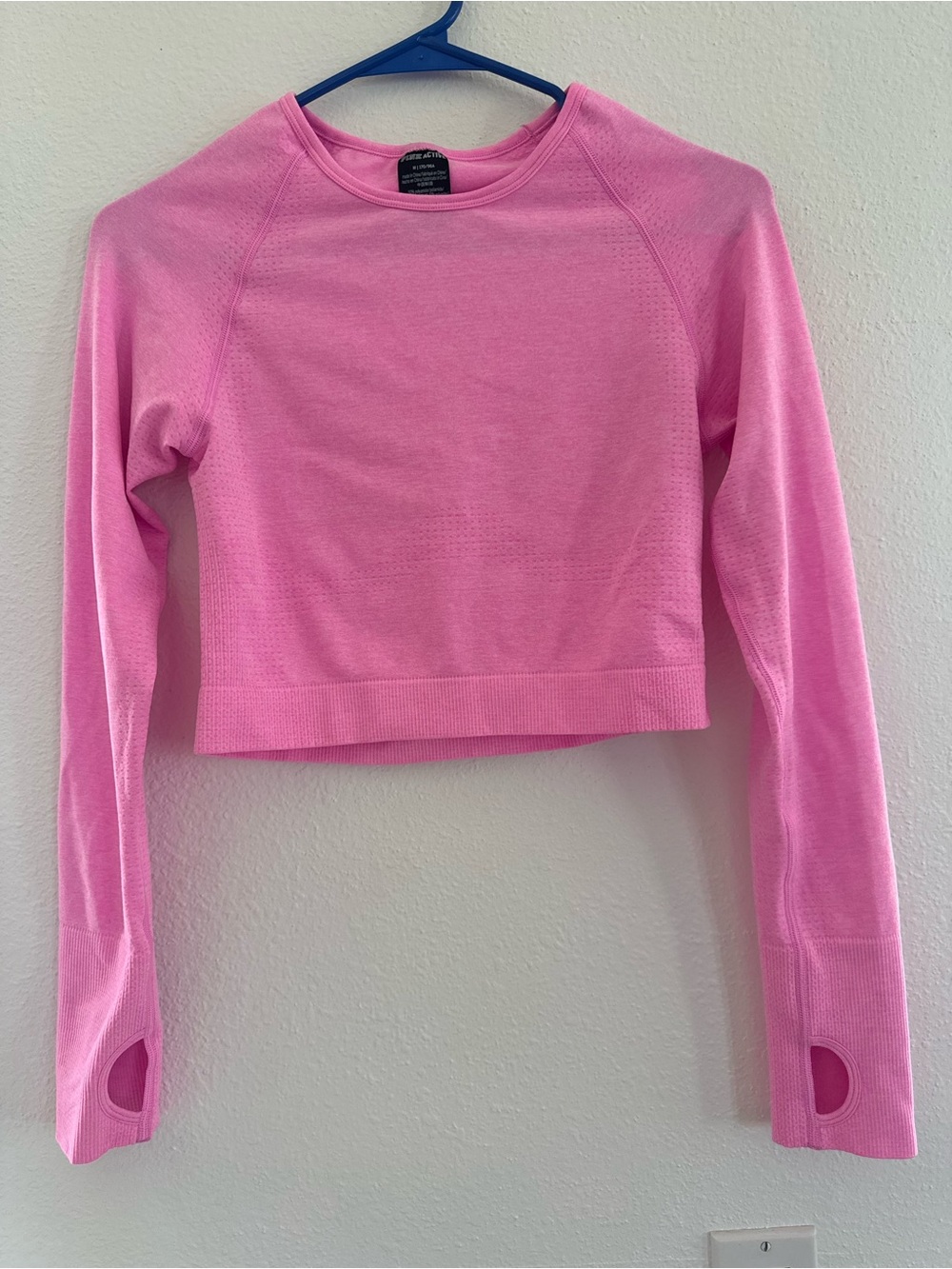 PINK Victoria's Secret Bright Pink Seamless Long-Sleeve Crop Top